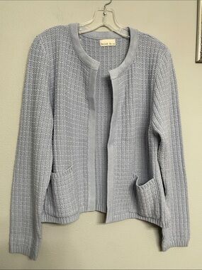 NWOT BeCool Light Blue Open Front Knit Cardigan with Pockets L